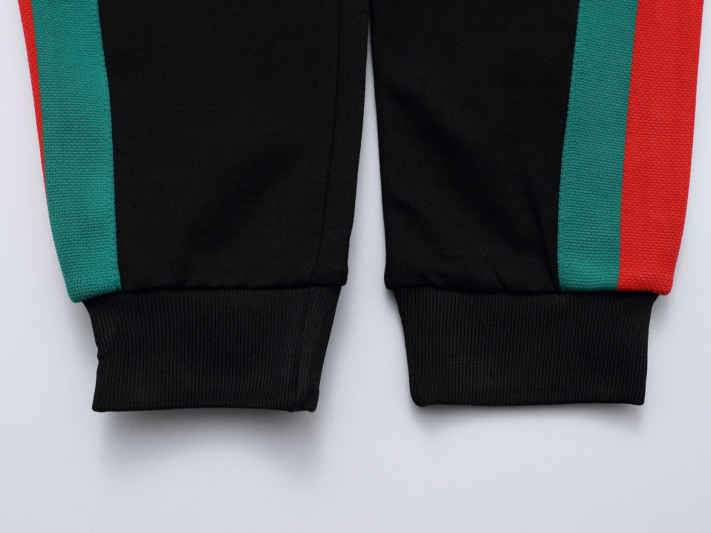 Gucci Web Stripe Tracksuit Set - Black Technical Knit Zip Jacket & Pants