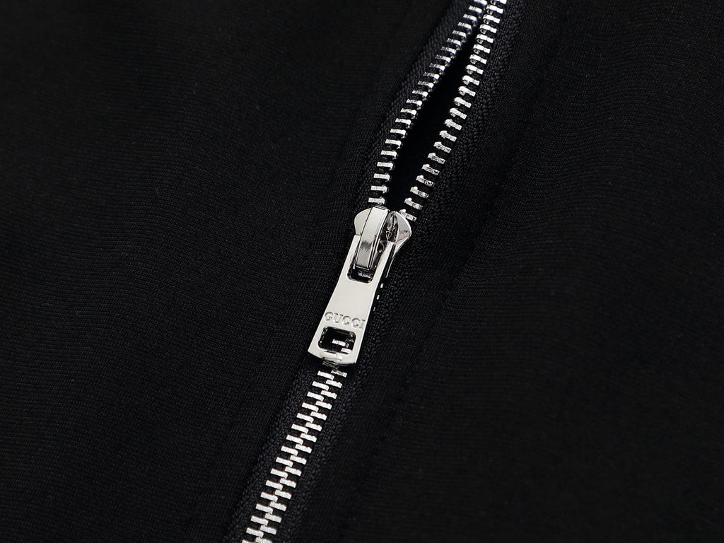 Gucci Web Stripe Tracksuit Set - Black Technical Knit Zip Jacket & Pants
