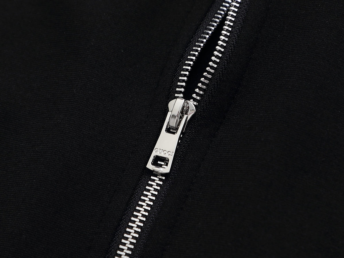 Gucci Web Stripe Tracksuit Set - Black Technical Knit Zip Jacket & Pants