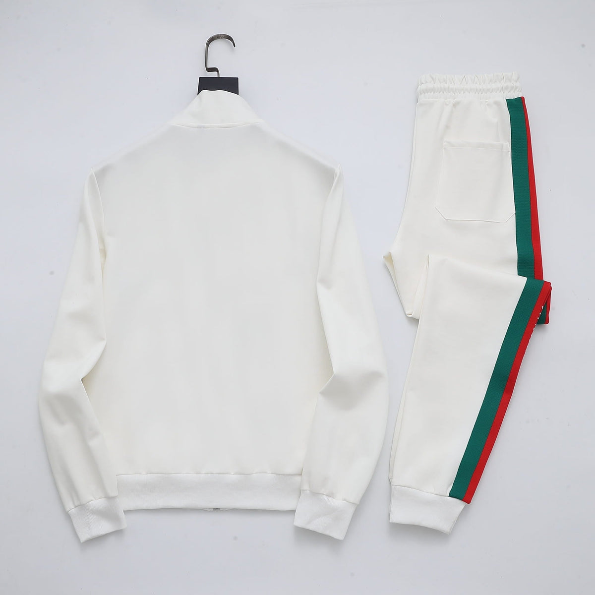 Gucci Web Stripe Tracksuit Set - White Technical Knit Zip Jacket & Pants