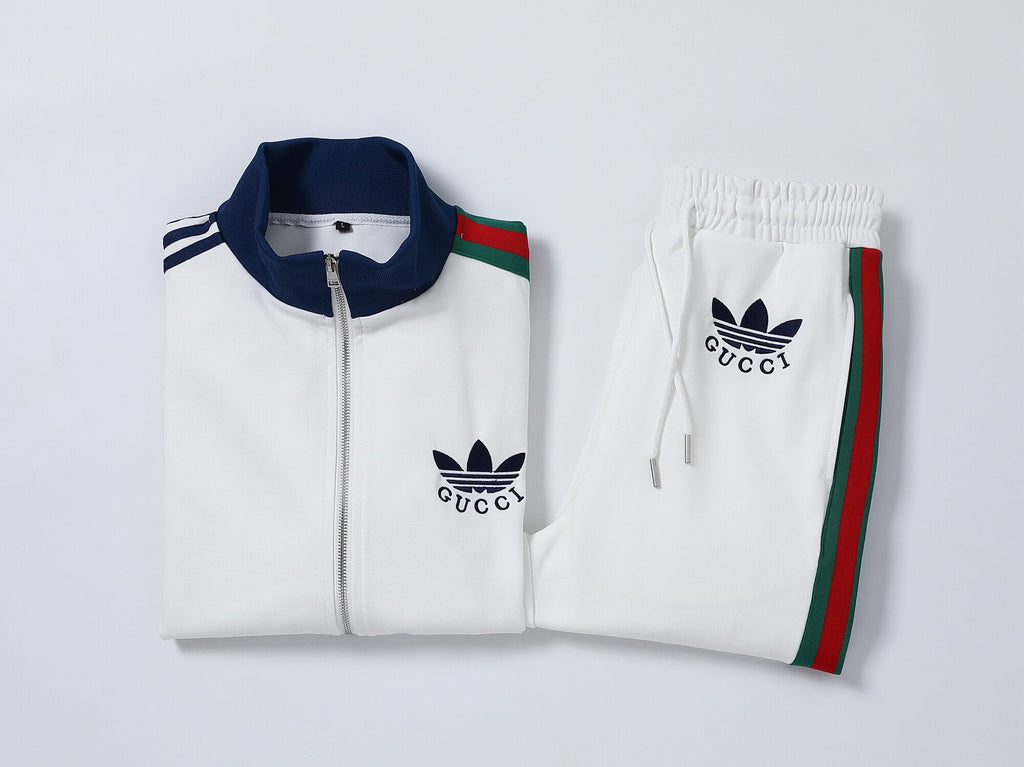 Gucci x adidas Trefoil Logo Web Stripe Tracksuit White Technical Jersey