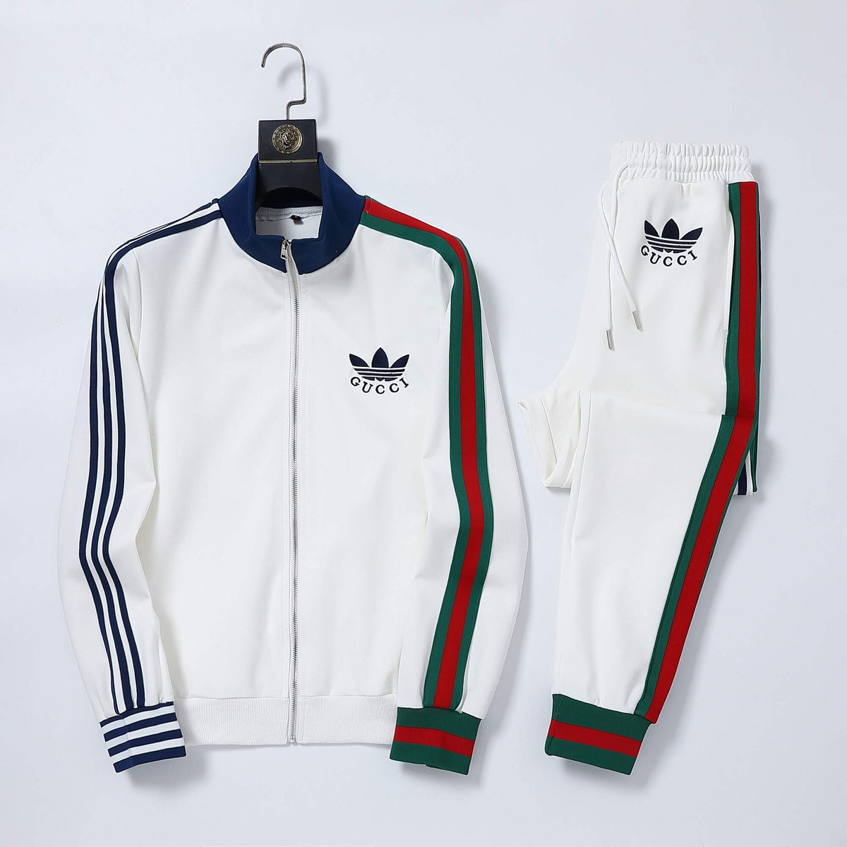 Gucci x adidas Trefoil Logo Web Stripe Tracksuit White Technical Jersey