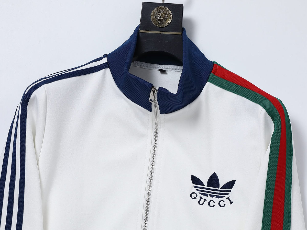 Gucci x adidas Trefoil Logo Web Stripe Tracksuit White Technical Jersey