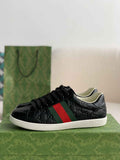 Gucci Ace Sneaker – Black GG Embossed Leather with Green & Red Web
