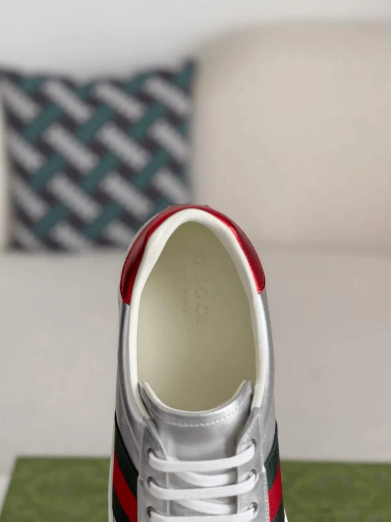 Gucci Ace Sneaker – Metallic Silver Leather