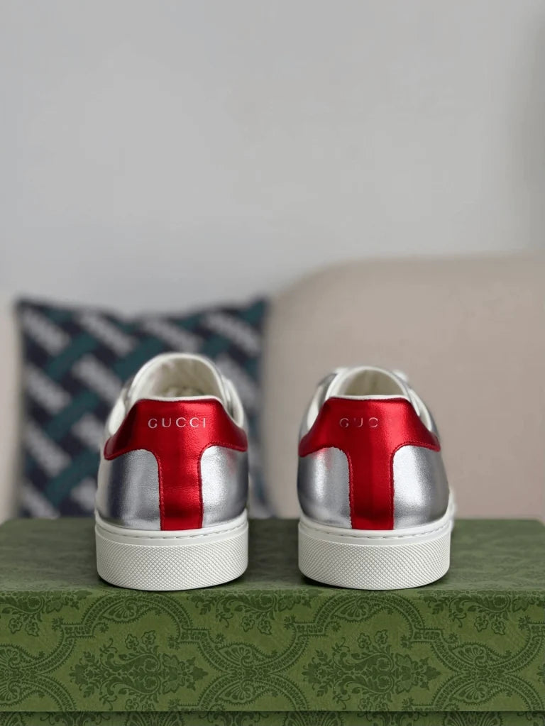 Gucci Ace Sneaker – Metallic Silver Leather