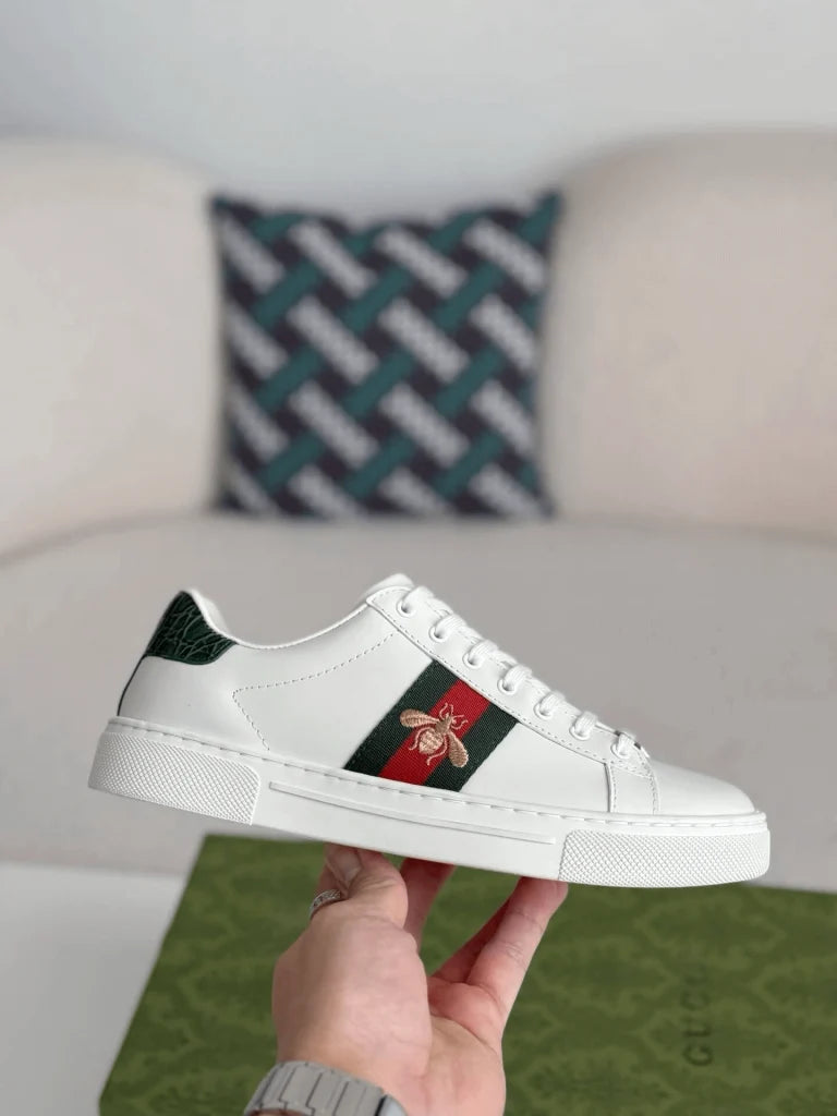 Gucci Ace Sneaker – White Leather with Embroidered Bee