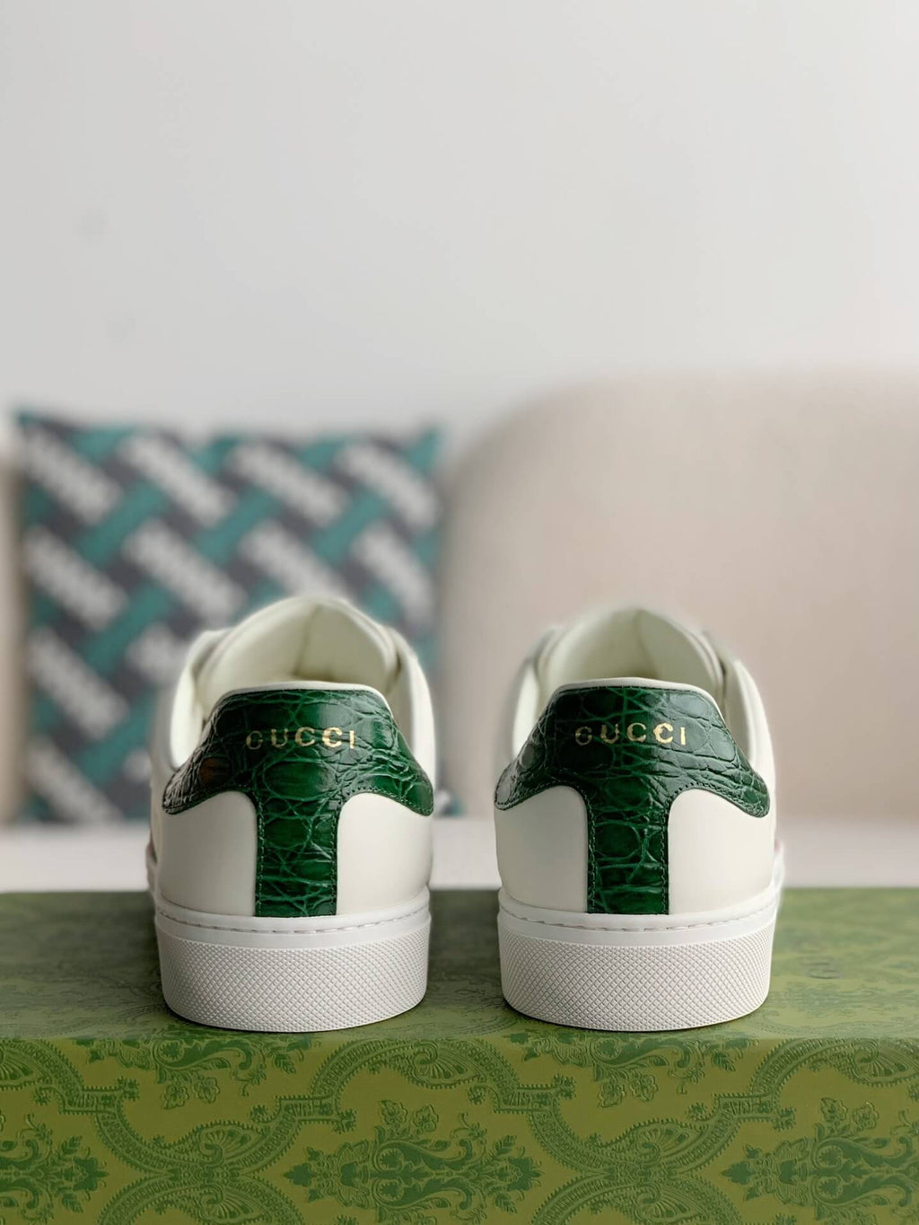 Gucci Ace Sneaker White Leather with Web Stripe and Bee Embroidery