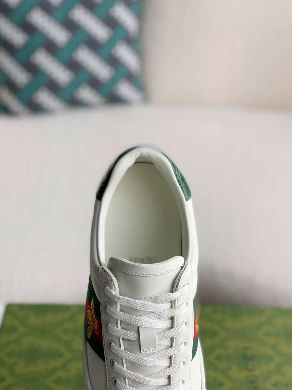 Gucci Ace Sneaker White Leather with Web Stripe and Bee Embroidery