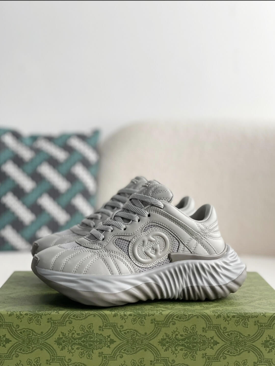 Gucci GG Runner Sneaker – Grey Quilted Leather & Mesh