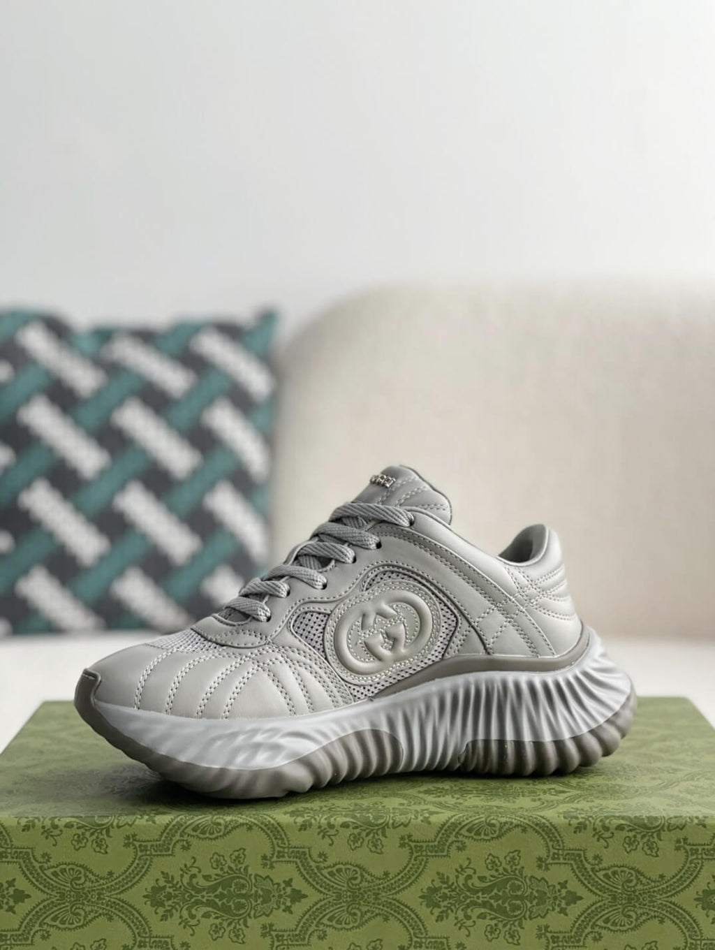 Gucci GG Runner Sneaker – Grey Quilted Leather & Mesh