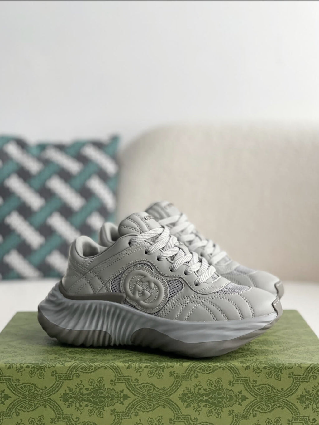Gucci GG Runner Sneaker – Grey Quilted Leather & Mesh