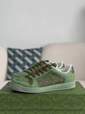 Gucci Low-Top Sneaker – Green Suede & Crystal GG Canvas