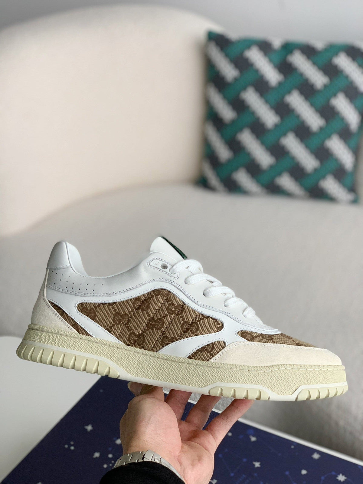 Gucci Mac80 Sneaker – White Leather & GG Supreme Canvas