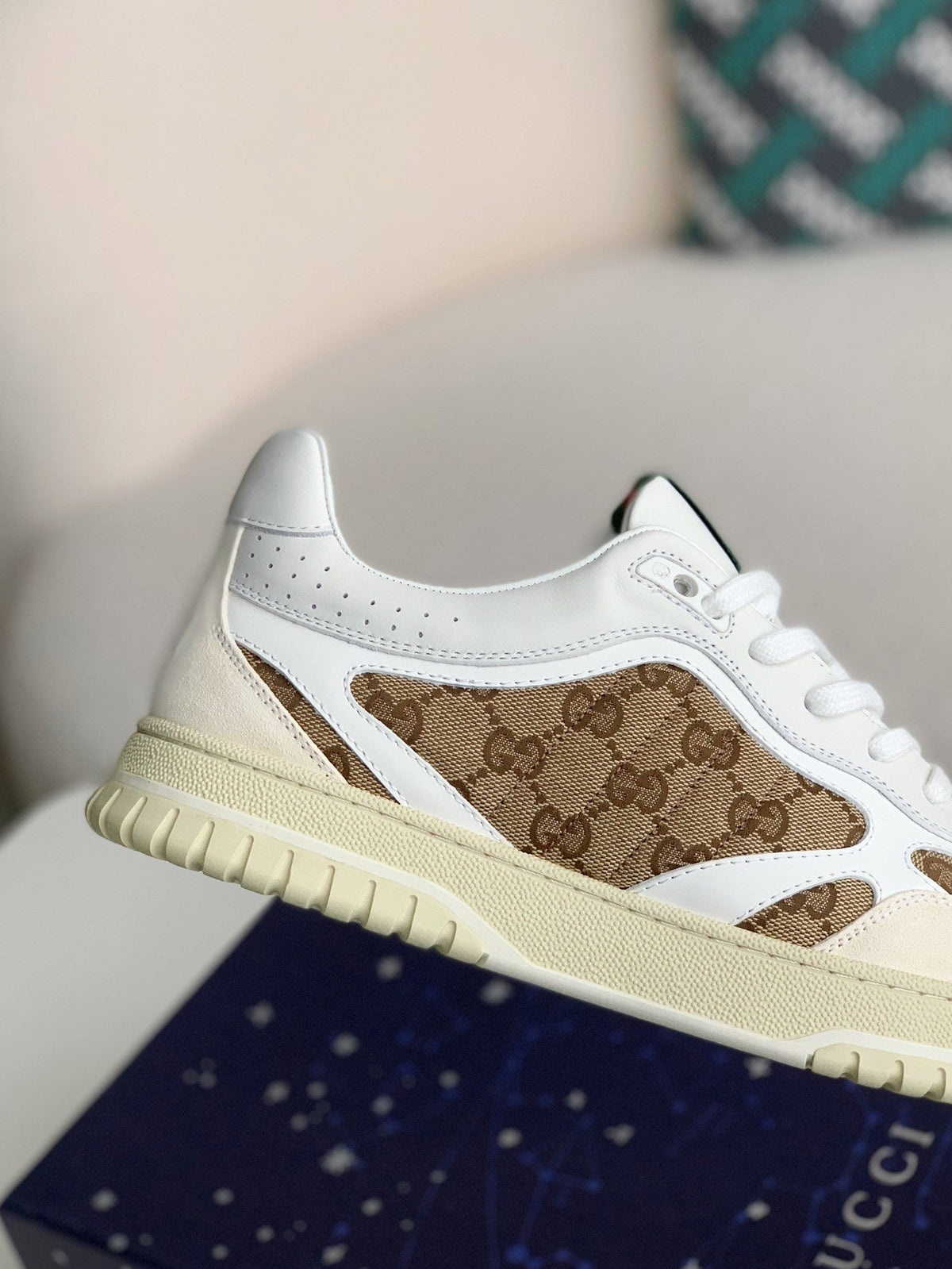 Gucci Mac80 Sneaker – White Leather & GG Supreme Canvas