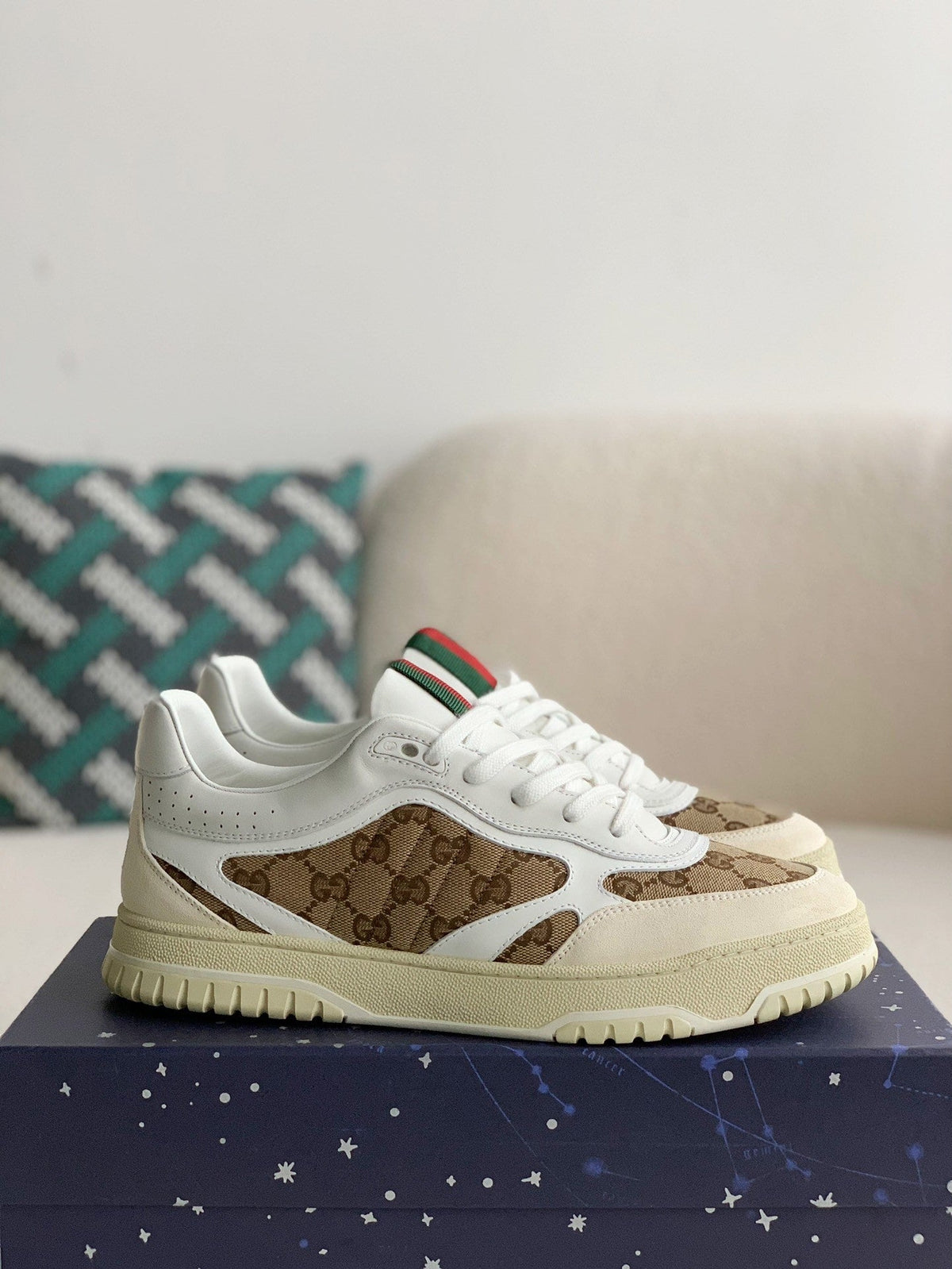 Gucci Mac80 Sneaker – White Leather & GG Supreme Canvas