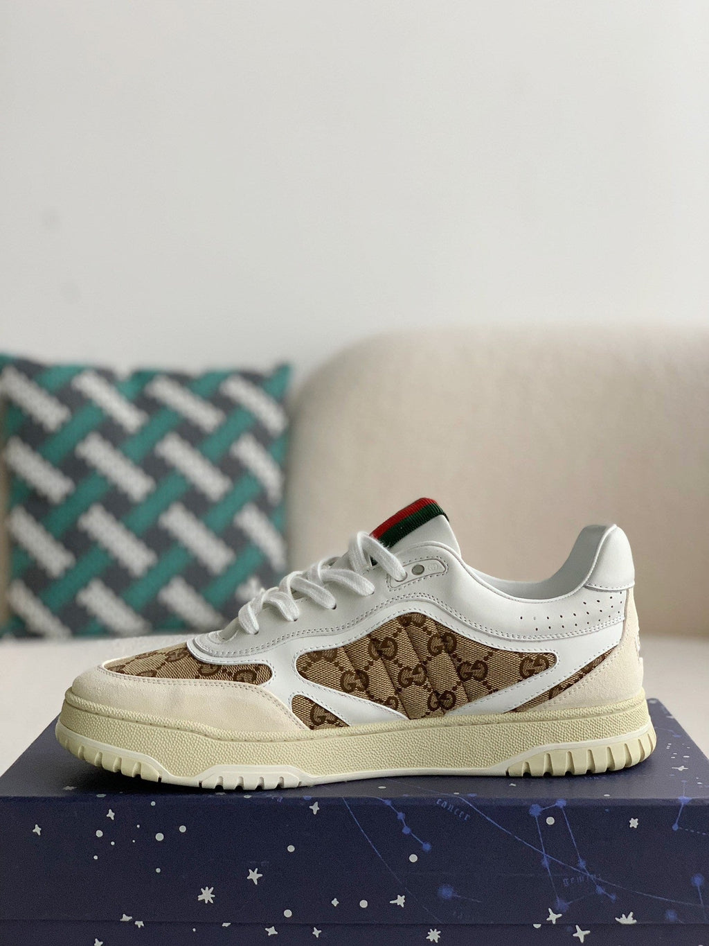 Gucci Mac80 Sneaker – White Leather & GG Supreme Canvas