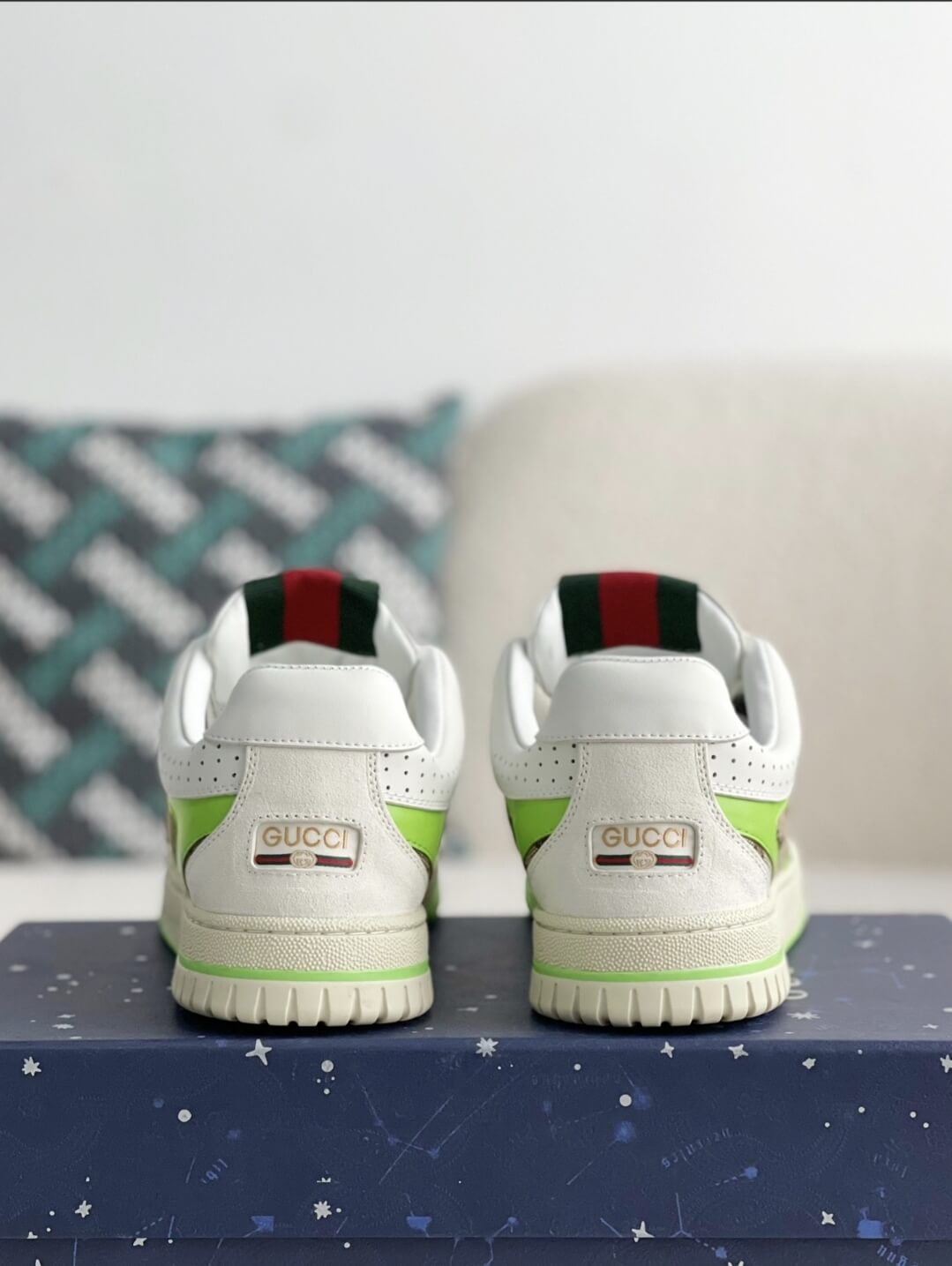 Gucci Mac80 Sneaker – White, Neon Green & GG Supreme Canvas