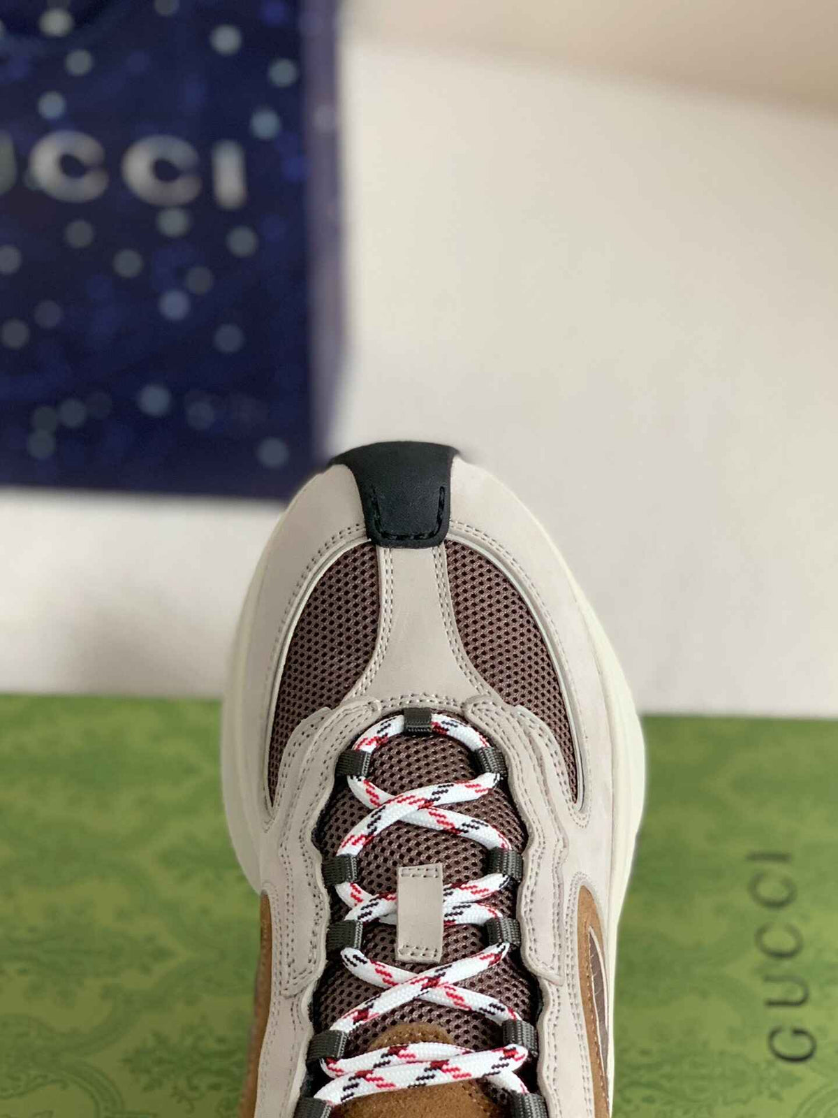 Gucci Men's Runner Sneaker – Beige, Brown & Grey Mesh Leather