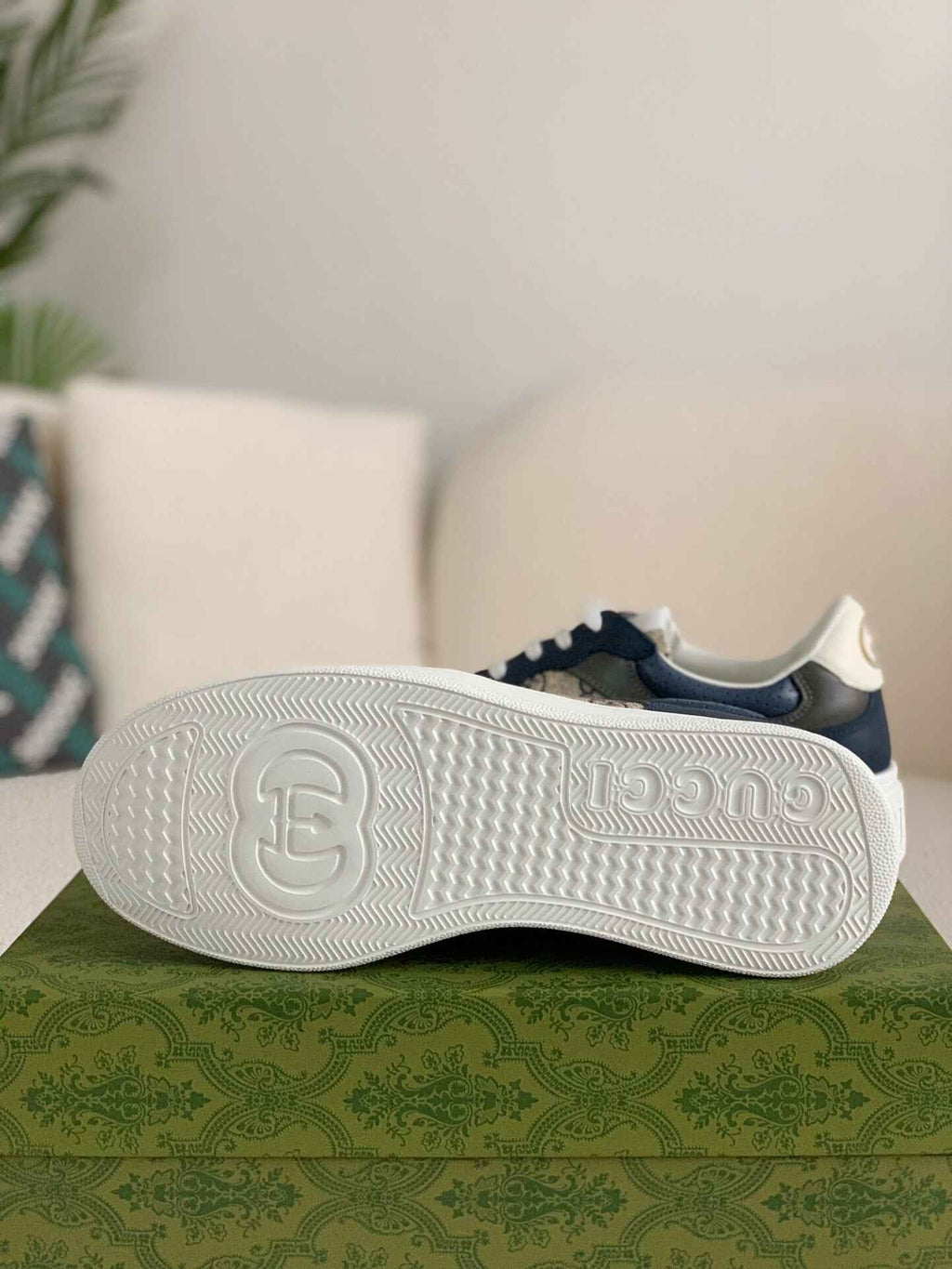 Gucci Re-Web Sneaker – Blue & Beige GG Supreme Canvas