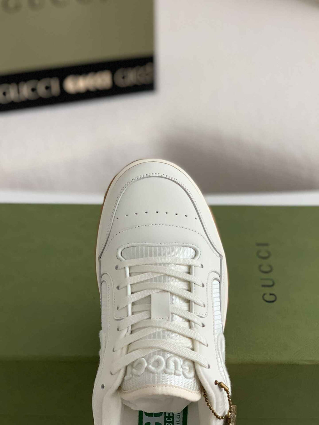 Gucci Re-Web Sneaker – White Leather & Gum Sole