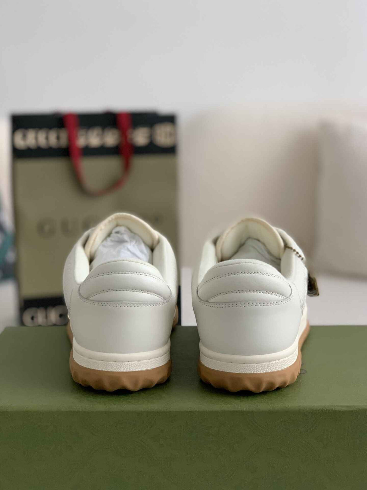 Gucci Re-Web Sneaker – White Leather & Gum Sole