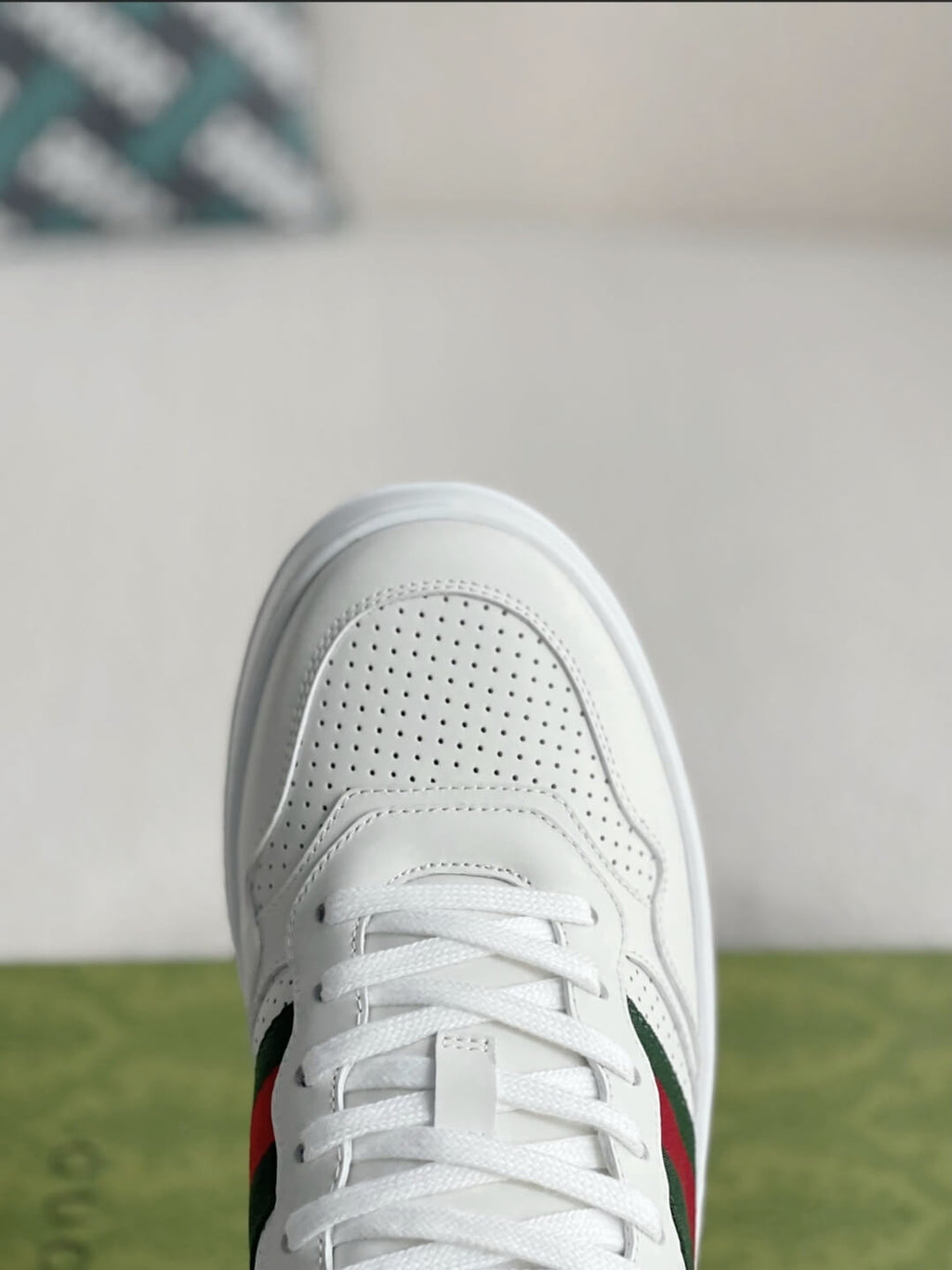 Gucci Re-Web Sneaker – White Leather with Green & Red Web