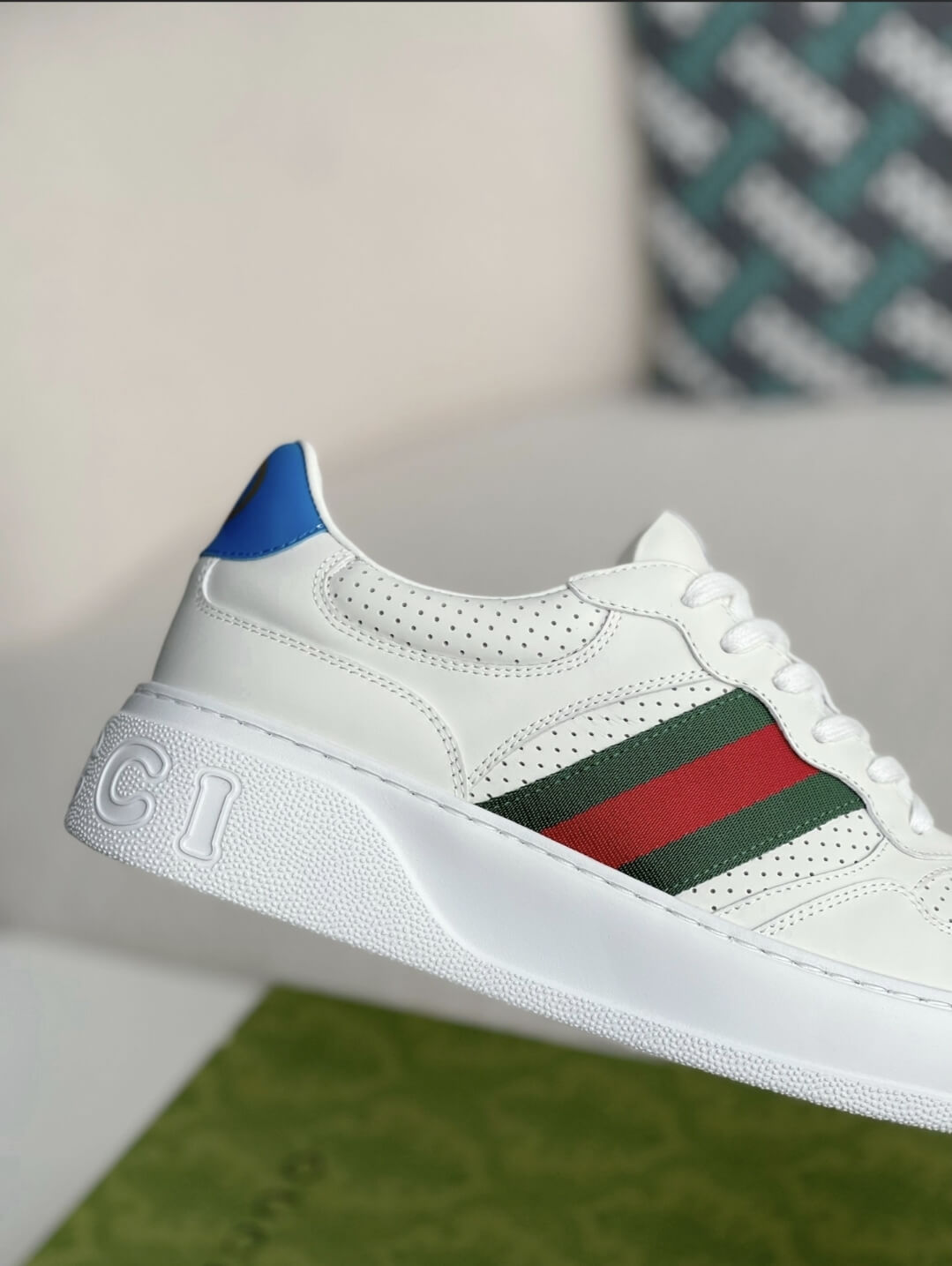 Gucci Re-Web Sneaker – White Leather with Green & Red Web