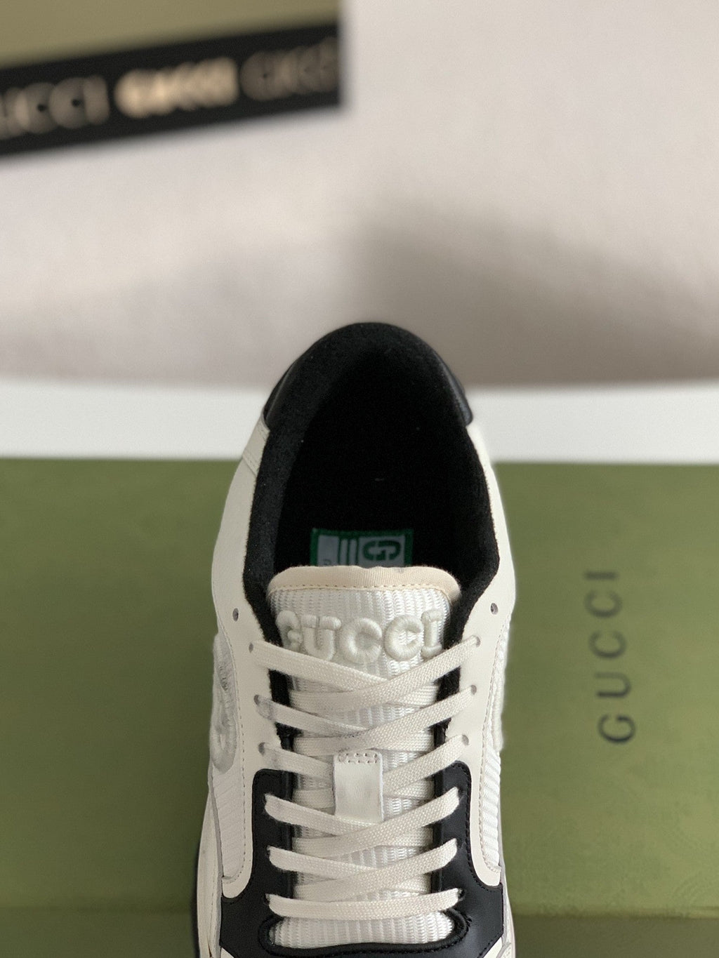 Gucci Re-Web Sneaker – White & Black Leather Mesh