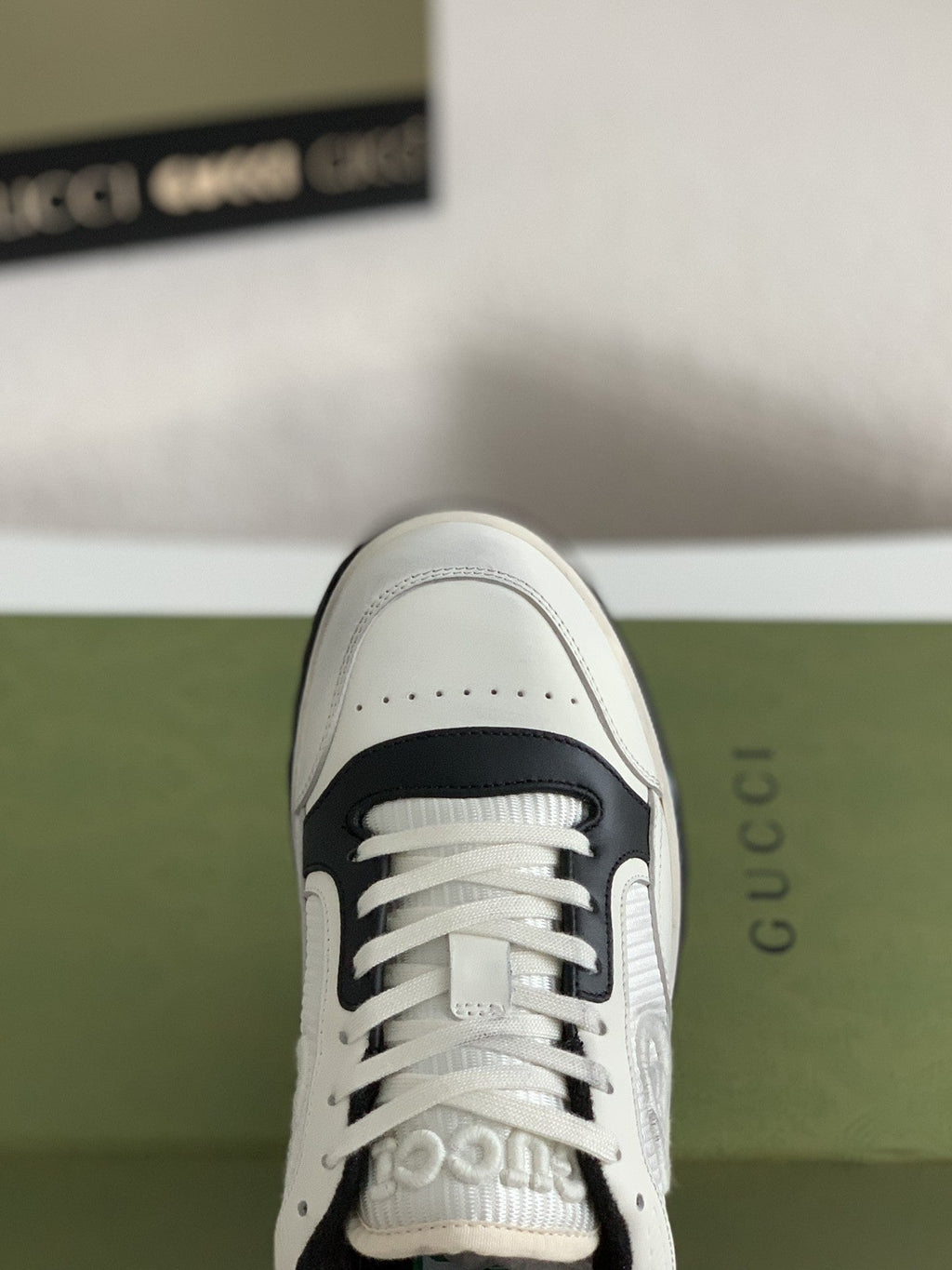 Gucci Re-Web Sneaker – White & Black Leather Mesh