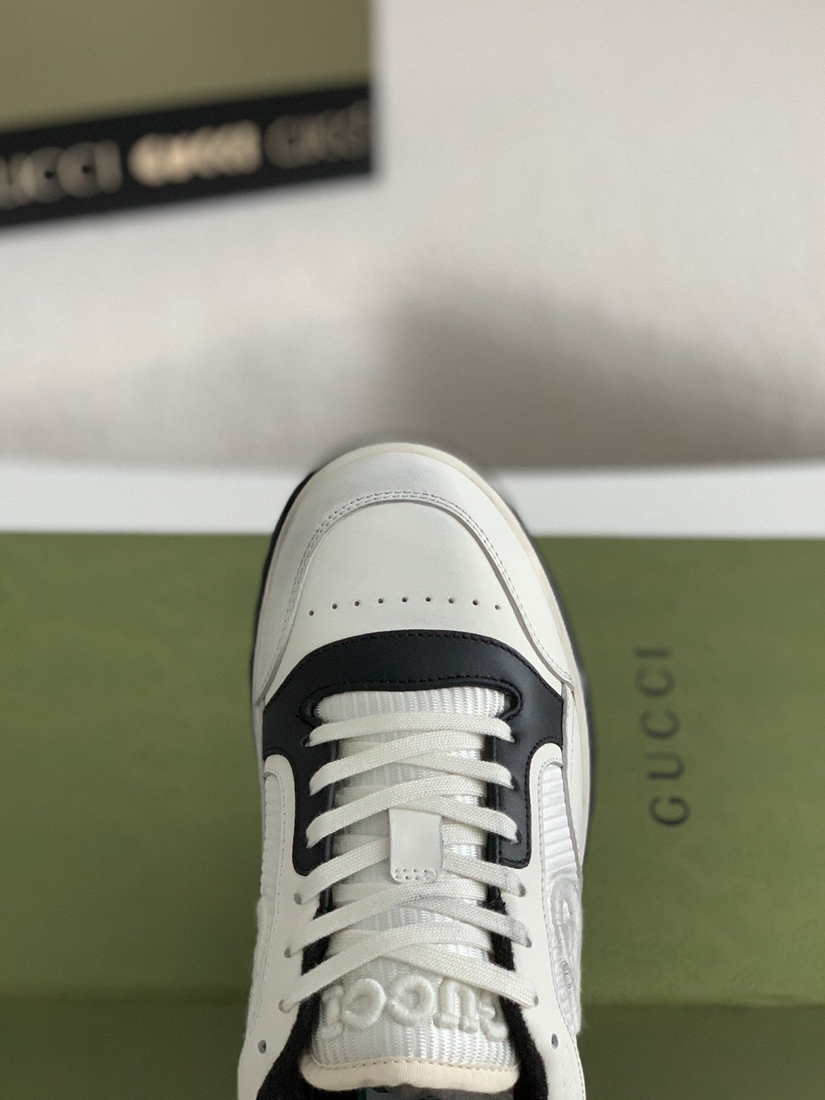 Gucci Re-Web Sneaker – White & Black Leather Mesh