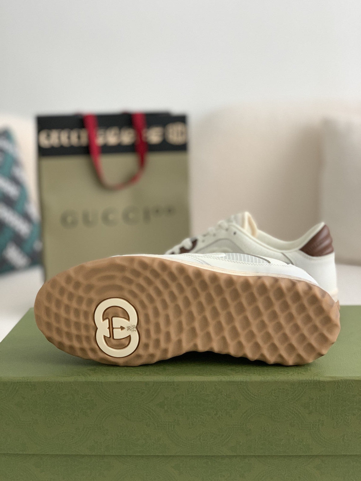Gucci Re-Web Sneaker – White & Brown Leather Mesh