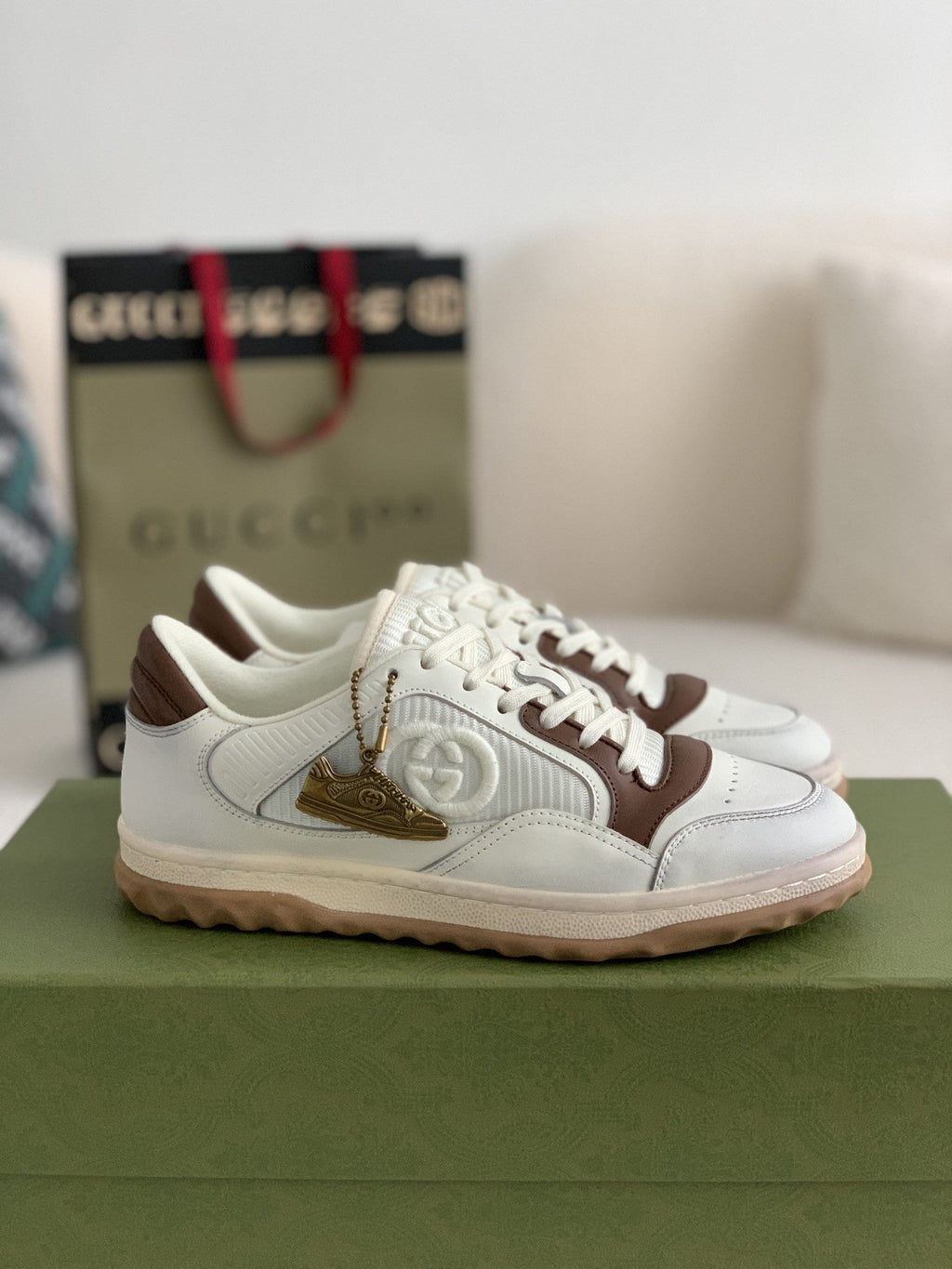 Gucci Re-Web Sneaker – White & Brown Leather Mesh