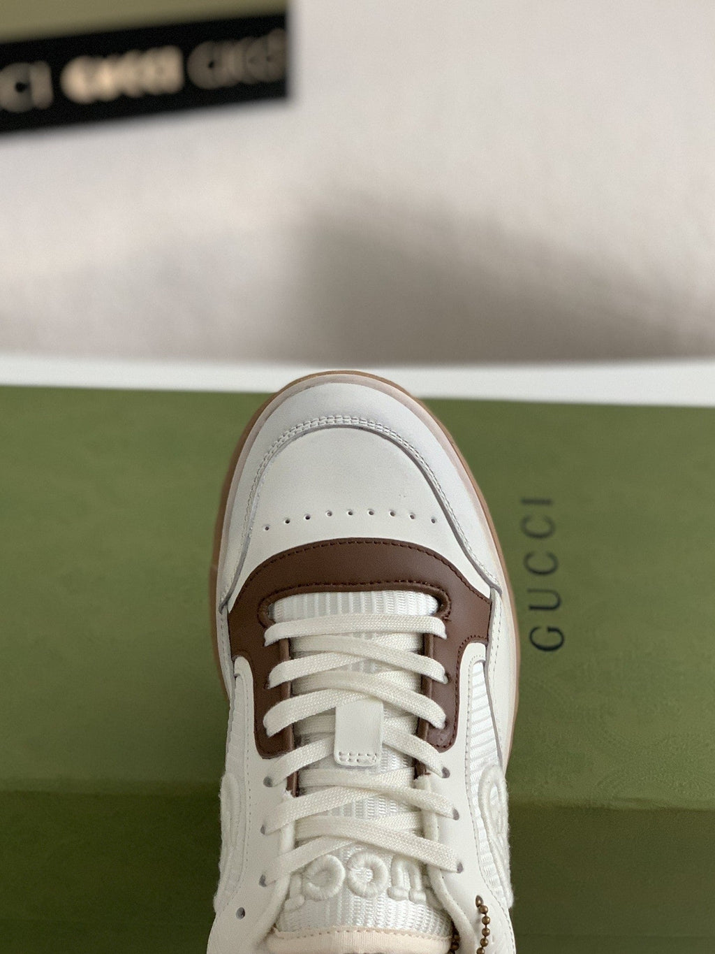 Gucci Re-Web Sneaker – White & Brown Leather Mesh
