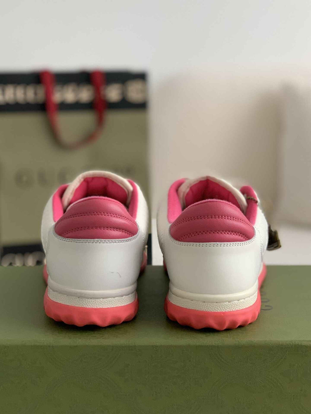 Gucci Re-Web Sneaker – White & Pink Leather Mesh