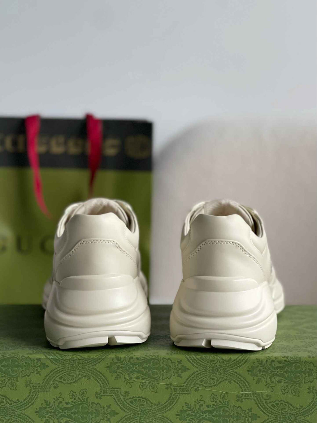 Gucci Rhyton Sneaker – Ivory Leather with Blue Interlocking G