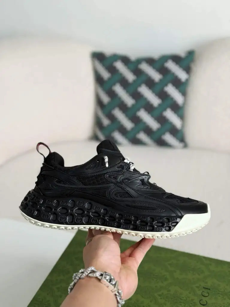 Gucci Run Sneaker – Black Technical Mesh & Rubber