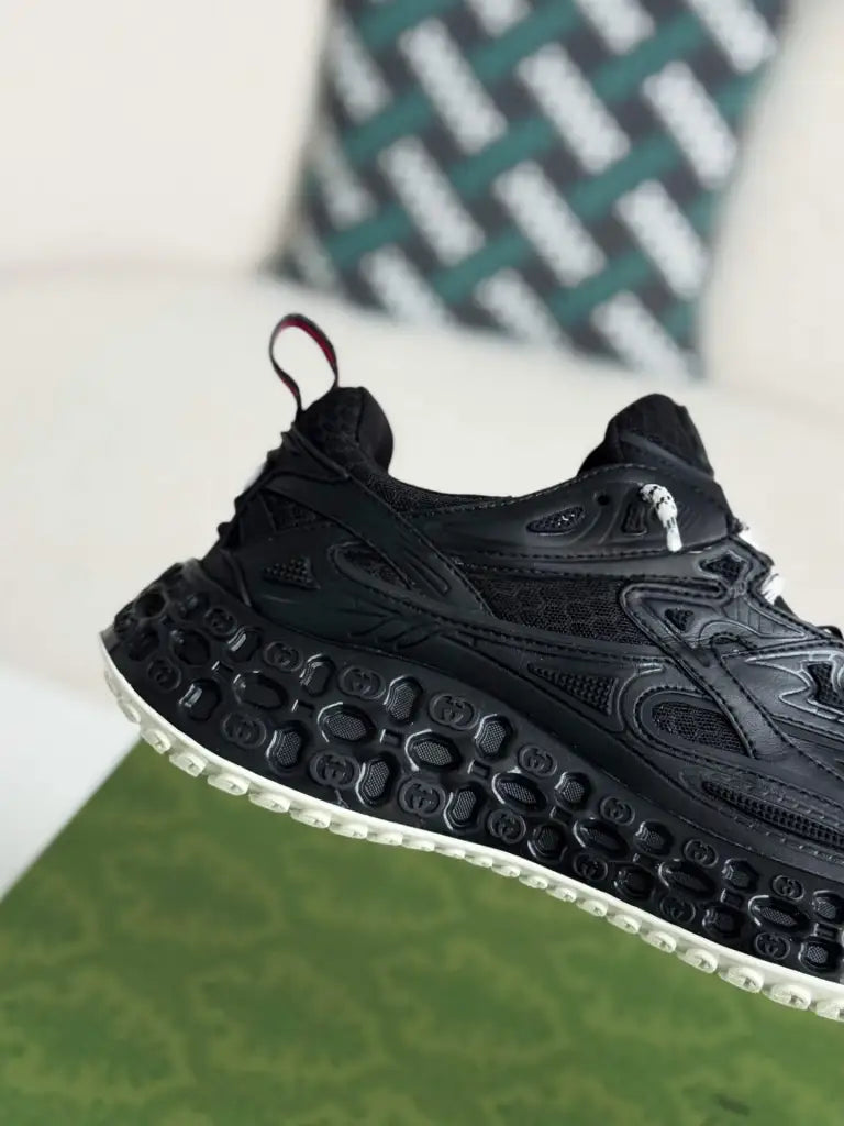 Gucci Run Sneaker – Black Technical Mesh & Rubber