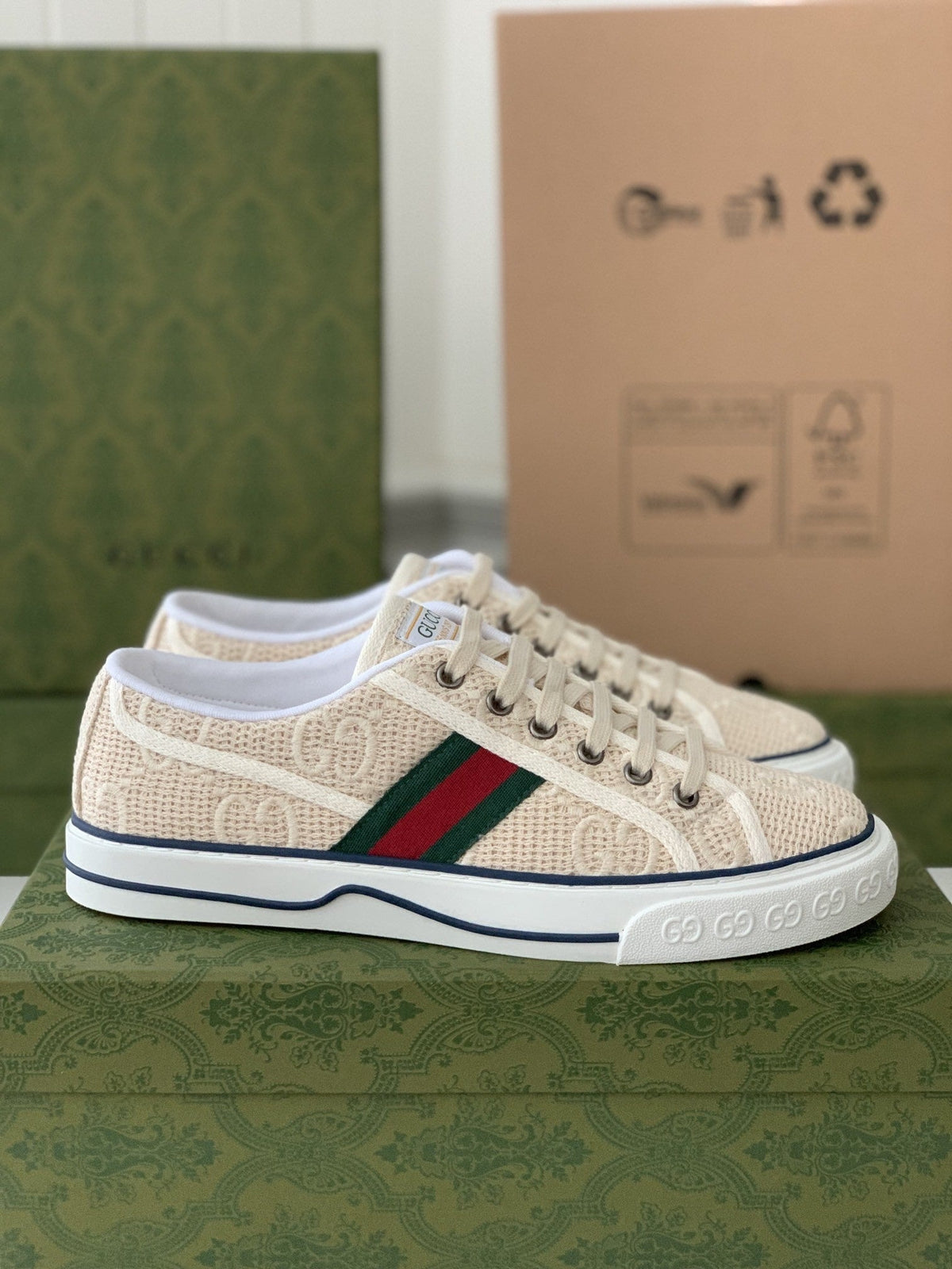 Gucci Tennis 1977 Sneaker – Off-White GG Embroidered Canvas