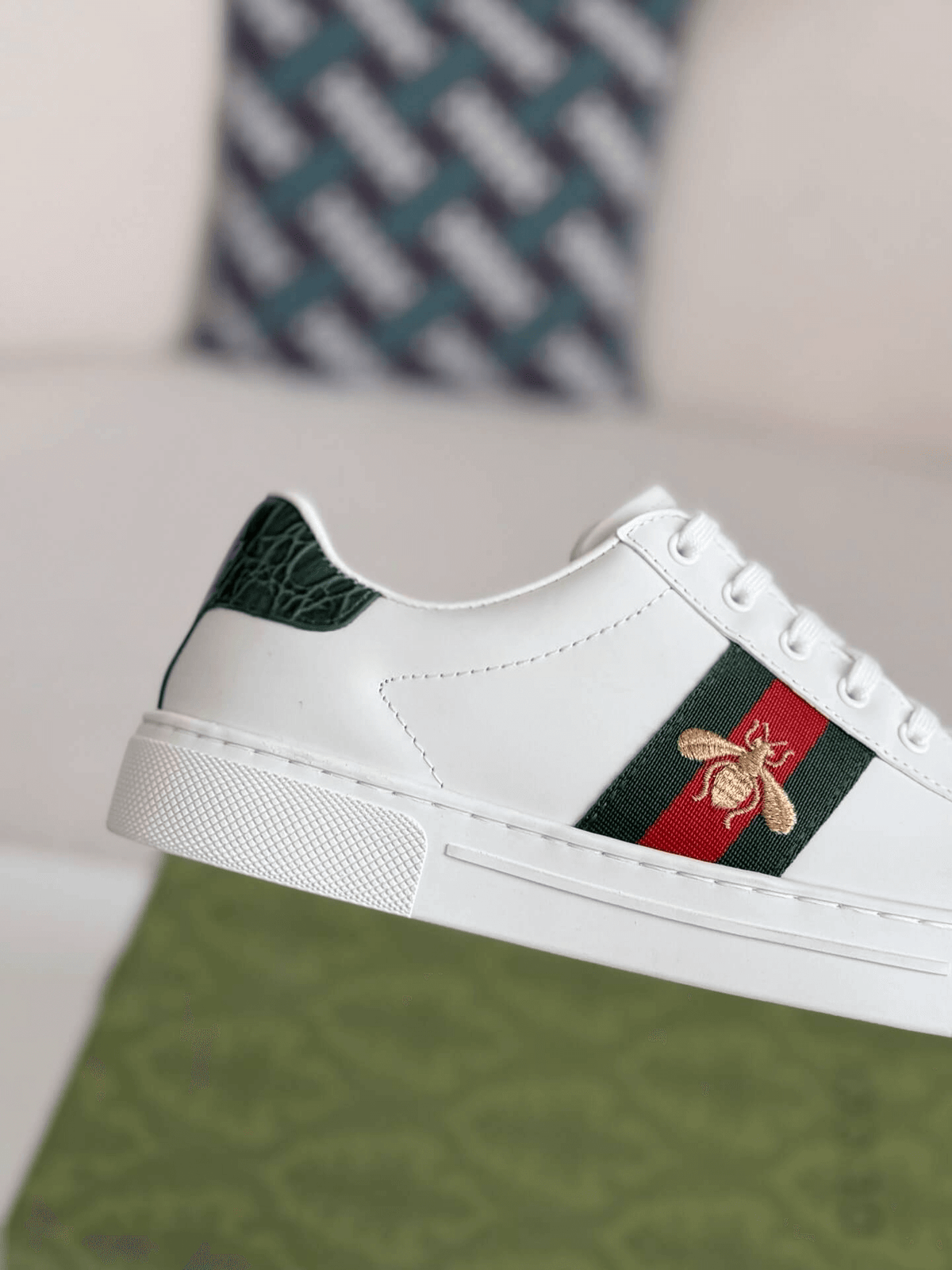 Gucci Ace Sneaker Leather with Web Stripe and Bee Embroidery