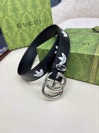 Gucci x adidas GG Marmont Belt Black/White with Silver-Tone Buckle
