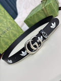 Gucci x adidas GG Marmont Belt Black/White with Silver-Tone Buckle