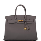 Hermes Birkin 35 Etain Togo Gold Hardware