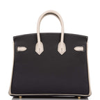 Hermes Birkin 25 Black and Craie Togo Brushed Gold Hardware