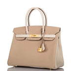 Hermes Birkin 30cm Bi-Color Trench and Craie Epsom Gold Hardware