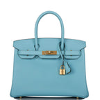 Hermes Birkin 30 Bleu Atoll Epsom Gold Hardware