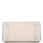 Hermes Birkin 30cm Bi-Color Craie and Bleu Atoll Togo  Rose Gold Hardware