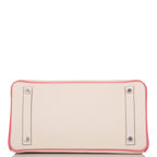 Hermes Birkin 30cm Bi-Color Craie and Rose Lipstick Clemence  Palladium Hardware