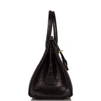 Hermes Birkin 30cm Black Matte Alligator Gold Hardware
