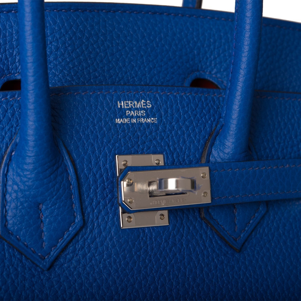 Hermes Birkin 25 Bleu Royal Verso Togo Palladium Hardware